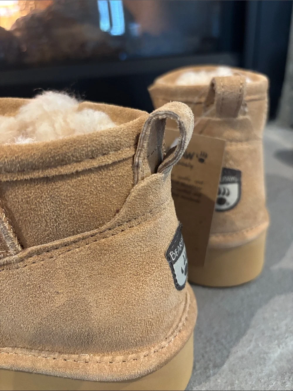 Bearpaw Retro Shorty ankle boot,cow suede,wool blend,Bear Coat treated,chunky